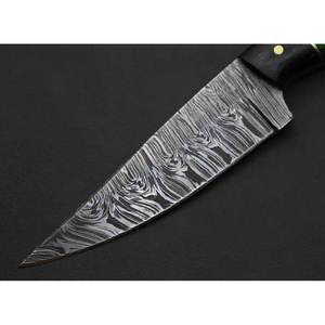 Couteau de chasse fait main en acier Damas avec bois multicolore, couteau à lame pleine, couteau artisanal - Product Image 4