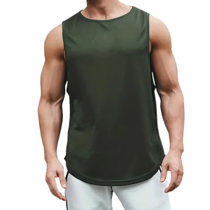 Camiseta sin mangas de algodón/fibra de bambú XL para hombre, chaleco de Fitness de estilo callejero sin mangas, camiseta de gimnasio de Color sólido para correr - Product Image 1