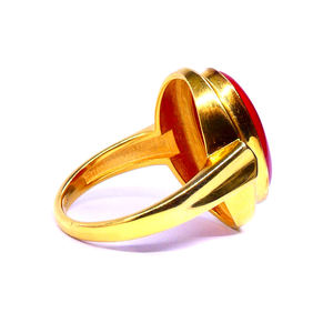 Elegante estilo Vintage anillo Unisex moda plata esterlina 925 chapado en oro Coral piedra preciosa clásico uso diario mujeres Gemvanity - Product Image 4