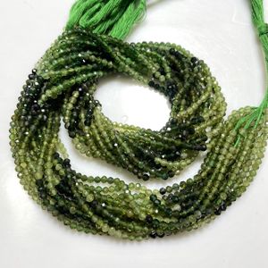 2.5MM Green Tourmaline Faceted Rondelle Shape Beads Natural Gemstone Tiny Beads, Wholesale Beads Shop - Product Image 1