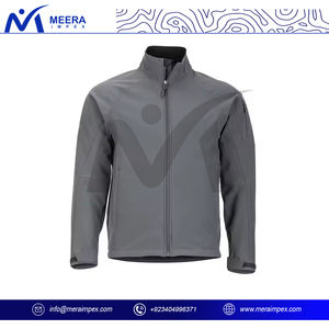 2025 nouveauté couleur gris uni vestes d'extérieur de haute qualité tissu respirant col montant coupe ajustée veste Softshell pour hommes - Product Image 2