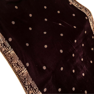 Respirant vente chaude sur mesure hiver femmes velours châles bordure florale couleur unie Polyester longues écharpes Style ethnique - Product Image 5