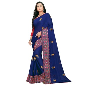 Boutique Blue's Premium Qualité Indien Sari Dernière Conception Fantaisie Broderie Séquence Travail Fête Porter Nuptiale Dernier Tissu De Soie - Product Image 1