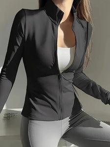 Chaqueta de yoga para hombre, elástica, para entrenamiento, gimnasio, con cremallera, atlética, para correr, calentamiento, fitness. - Product Image 4