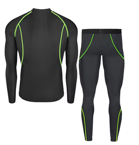 Chándal de Compresión para Hombre, Conjunto de Ropa de Gimnasio Activo de Entrenamiento de 2 Piezas, Medias de Compresión de Manga Larga con Etiqueta Privada - Product Image 2