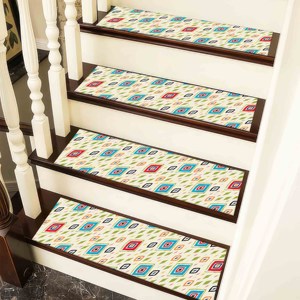 Alfombra con Patrón Geométrico, Alfombra Impresa, Alfombra de Escalera Personalizada, Estilo Boho Moderno Clásico Rojo - Product Image 4