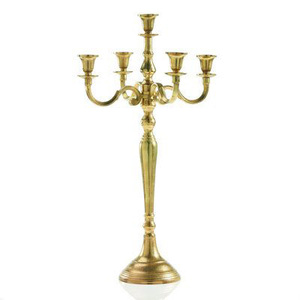 Candelabro de 5 brazos de aluminio y Metal a precio razonable, portavelas con acabado dorado, Decoración de mesa de boda y decoración del hogar de la mejor calidad - Product Image 5