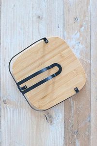 Best Sale Luxury Black Square Metal Napkin Holder Wooden Base Bamboo Paper Material Kitchen Dining <b>Tabletop</b> Countertop <b>Storage</b> - Product Image 3