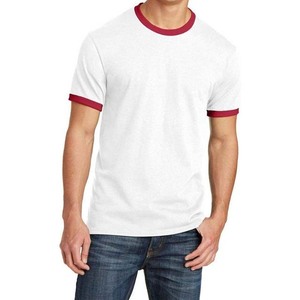 Gris avec garniture bleue sonnerie t-shirt vêtements pour hommes grande taille personnalisé coupe ajustée 100% coton col rond manches courtes t-shirt décontracté - Product Image 4