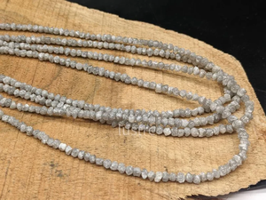 Blanc gris rond en vrac diamant perles de pierre brute fabrication de bijoux naturel non coupé non traité tiers certifié en gros - Product Image 3