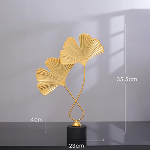 Feuilles en métal Figure décorative moderne Sculpture de feuilles de gingko Décoration de feuilles rugueuses pour le salon - Product Image 6
