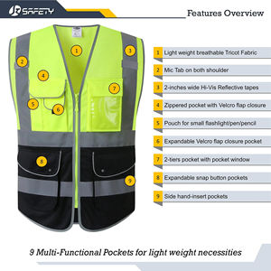 Gilet de travail réfléchissant haute visibilité veste de sécurité en maille de polyester multi-poches Logo personnalisé pour les ingénieurs et le personnel de sécurité - Product Image 3