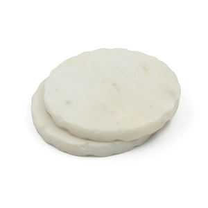 ชุดถาดรองแก้วหินอ่อนสีขาวทรงกลมพร้อมขอบความเสียหายแบบสร้างสรรค์สไตล์ร่วมสมัยที่ขายดีที่สุดของอินเดีย - Product Image 1