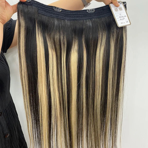 Precio de fábrica Extensiones de cabello humano 100% de 22 pulgadas Cabello rizado ondulado suelto recto con clip en color 1B - Product Image 1
