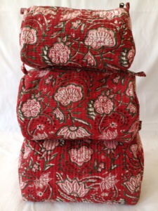 Ensemble de trousses de voyage en coton écologique matelassé, imprimé floral vintage et animalier, trousses de toilette avec grande capacité et fermeture à glissière - Product Image 3