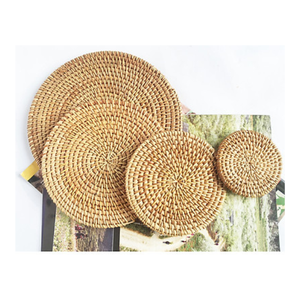 Placa redonda de ratán hecha a mano, decoración de pared, placa de cargador tejida Natural, cesta colgante Bohemia para decoración del hogar - Product Image 2