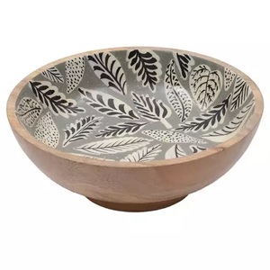Bol de service à salade en bois avec motif émaillé, Design de luxe, pour la maison, l'hôtel et le Restaurant - Product Image 2