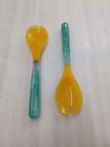 Modern Resin Durable Eco-Friendly Salad Serving Spoon and <b>Fork</b> Set with Short Handle for Dining Parties Decorative Table Cutlery - Product Image 3