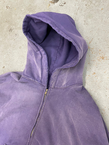 Sweat à capuche à fermeture éclair avec logo personnalisé pour hommes Vintage Stone Wash & Sun Faded Acid Wash Design 100% coton Distressed Hoodie pour l'hiver - Product Image 2