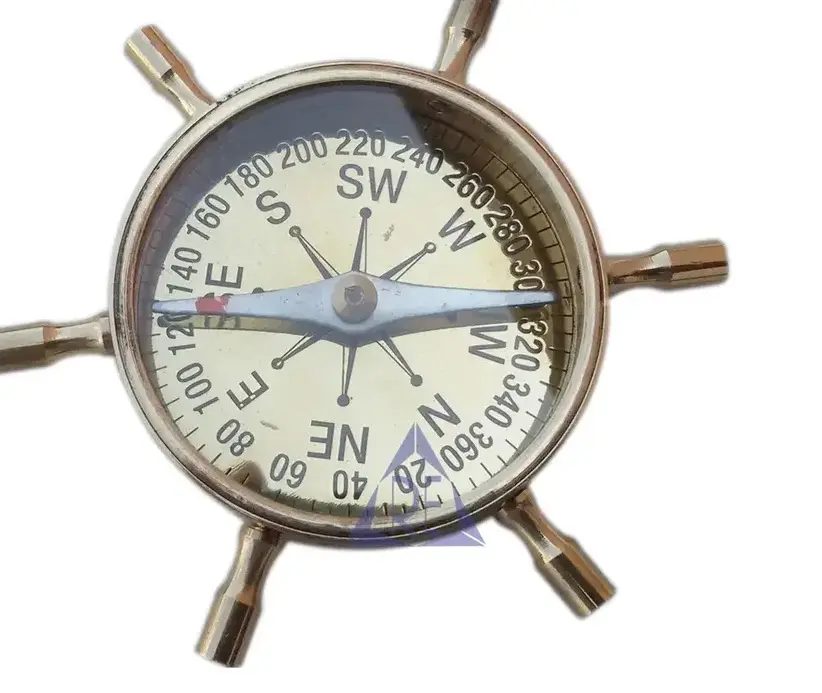 Roda kapal kuningan bahari indah kompas meja bahari Vintage dekorasi rumah kapal roda kemudi kompas hadiah Natal
