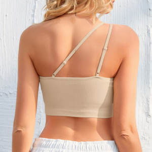 Meilleure qualité une épaule soutien-gorge de sport Bralette pour les femmes sans couture amovible rembourré réglable à bretelles été soutien-gorge haut - Product Image 2
