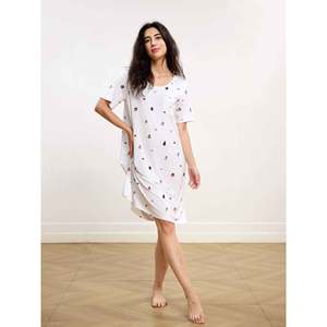 Custom Premium Women's Bamboo Floral Embrace <b>Nightdress</b> Breathable Knitted Sleep <b>Shirts</b> Button Closure Custom Print for Winter - Product Image 3