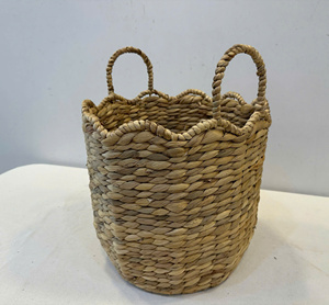Panier rond en jacinthe d'eau de luxe écologique - Rangement polyvalent - Product Image 2
