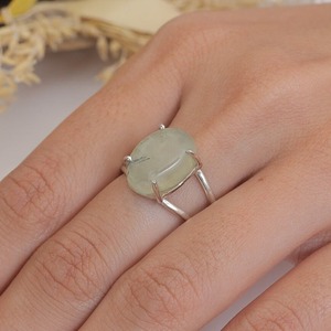 925 plata esterlina hecha a mano piedra preciosa verde Prehnita Spinner mejor calidad anillo joyería 925 estampado diseñador boda regalo anillo - Product Image 2