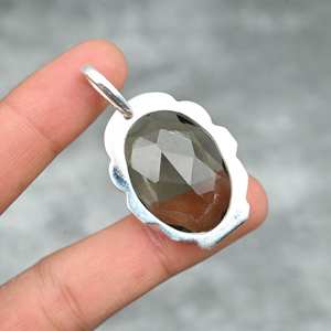 Pendentif en topaze fumée, argent sterling 925, bijoux en pierres précieuses faits à la main, collier, cadeau élégant pour femmes - Product Image 2