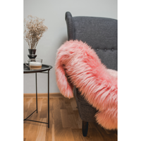 Tapis en peau de mouton islandaise teinte rose, style scandinave, à poils moyens, idéal pour les animaux domestiques