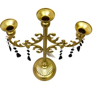Juego de candelabros con acabado de metal dorado de diseño moderno para bodas Portavelas de metal de calidad sostenible al precio más barato - Product Image 4