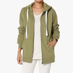 Sweat à capuche long pour femme, coupe ample, coupe-vent et respirant, avec poche kangourou, en polaire zippé pour l'hiver - Product Image 6