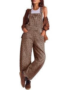 Salopette en jean délavé unie pour femme, taille haute, coupe ample, décontractée, mode printemps-été, style vintage Y2K, en coton respirant - Product Image 1