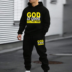 ชุดฮู้ดดี้และกางเกงวอร์มบุขนแกะเนื้อนุ่ม 100% ผ้าฝ้ายสำหรับผู้ชาย - ดีไซน์เรียบหรูทันสมัย ระบายอากาศได้ดี เหมาะสำหรับฤดูหนาว - Product Image 1