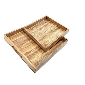 Plateau de service de nourriture en bois rectangulaire dans un ensemble pour hôtel fabriqué au Vietnam forme carrée et Offre Spéciale de taille personnalisée - Product Image 1