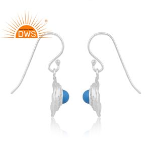 Latest Design <b>Fine</b> Sterling Silver Natural Turquoise Cultured Gemstone <b>Dangle</b> <b>Earring</b> Custom Jewelry Manufacturer - Product Image 3