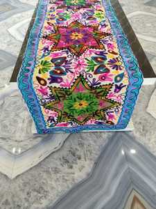 Modern 100% Cotton Suzani Embroidery <b>Table</b> <b>Runner</b> Geometric Floral Print Disposable <b>Table</b> Cloth Handmade Mandala In;27243 - Product Image 4