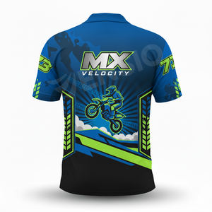 Polos de course personnalisables en polyester à séchage rapide de haute qualité pour hommes vêtements de sport de moto Pit Crew imprimés respirants - Product Image 2