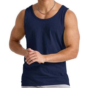Navy Men's <b>Bodybuilding</b> Stringer Tank Tops 100% Cotton Gym <b>Vest</b> Sleeveless Workout Shirt Slim Fit Training Tank Tops Plus Size - Product Image 6