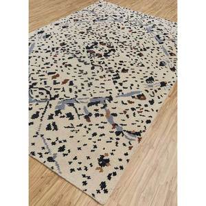 Alfombra de Lana Anudada a Mano Pansy Ivory con Patrón Floral Rectangular para Sala de Estar, Decoración del Hogar y del Automóvil, Estilo Rompecabezas - Product Image 2