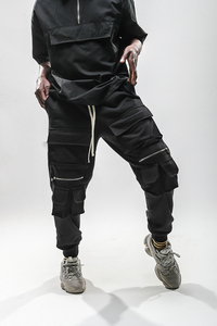 Solid Fabric Black Sweat Pants <b>Men's</b> High Quality <b>Loose</b> <b>Fit</b> Sports Style Cargo Pockets Sweatpants Polyester/Cotton OEM <b>Men</b> pant - Product Image 2