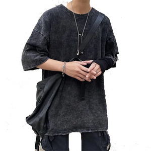 Acid Wash T-Shirt Hombres Oversized Heavyweight T-Shirt's New Arrivals Venta al por mayor Logotipo personalizado Heavy Weight T Shirt Casual Streetwear - Product Image 6