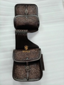 ADEEFA Sac de selle en cuir Western, motif floral, pour l'équitation en randonnée et le rangement équestre en plein air, en provenance d'Inde. - Product Image 4