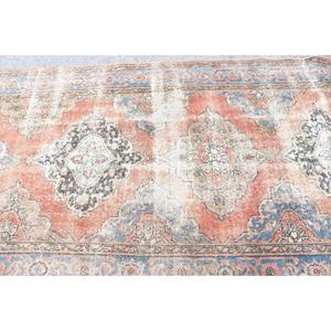 พรมขนาด 4.8x12.2 ฟุต, พรมวินเทจตุรกี, พรมขนสัตว์ลายทางสีแดงน้ำเงิน - Product Image 5