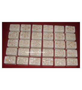 Cajas de embalaje de joyería con Incrustaciones de nácar amarillo mármol blanco para propósito de regalo de boda y negocios al mejor precio - Product Image 1