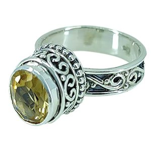 Anillo de Citrino de Plata de Ley 925 Hecho a Mano, Piedra de Nacimiento de Noviembre, Joyería de Promesa, Anillos de Diamantes con Gema de Citrino Ovalada Natural, Regalo - Product Image 1