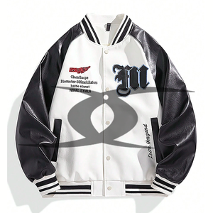 แจ็กเก็ตเบสบอลผ้ากำมะหยี่ขน100% สำหรับผู้ชายเสื้อแจ็คเก็ตแขนเสื้อหนังว่างเปล่าแนววินเทจสำหรับฤดูหนาวโลโก้ออกแบบได้ตามต้องการ - Product Image 1