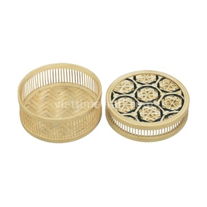 Carved Bohemian Bamboo Storage Box with Lid Round Organizer for Home and Gift Packaging Wholesale From Hanoi - Product Image 5