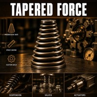 Ressort conique à compression progressive pour soupape de suspension et actionneur