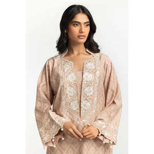 Ensemble chemise et pantalon beige en lurex jacquard brodé pour le printemps/été - Product Image 5